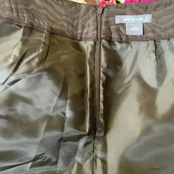 Ann Taylor NWOT A Line  Midi Skirt Textured Chocolate Brown - Picture 6 of 6